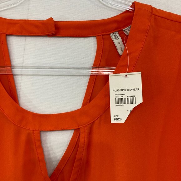 New Cato Top size 26W/28W Red Keyhole Short Sleeve Blouse Office Career - Picture 4 of 10